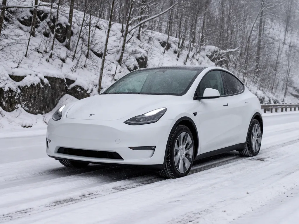 Hvac And Defrost Efficiency Tips - tesla model y in snow and winter driving