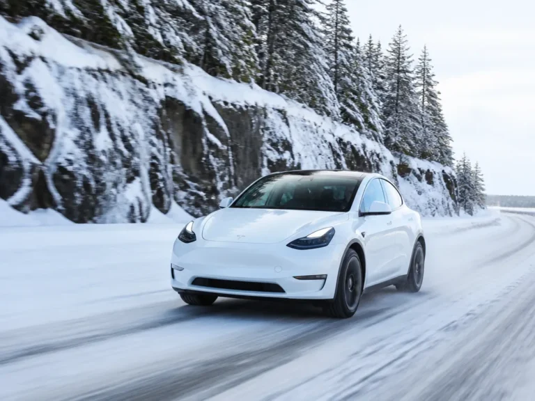 tesla model y in snow and winter driving