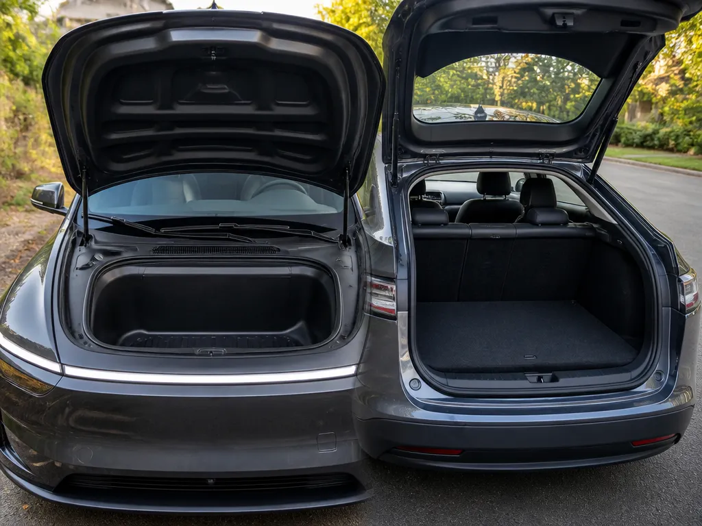 Trunk And Frunk Volume Numbers, Side-by-side - electric cars with most cargo space
